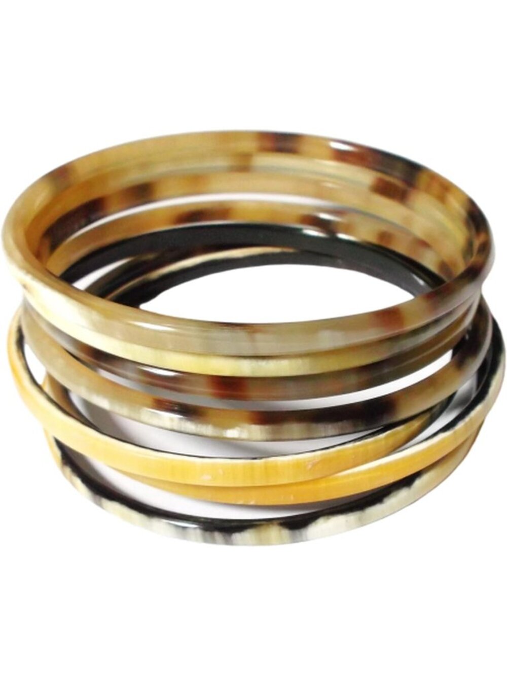 Handmade 7-Piece Cow Horn Bangle Bracelet Set | Boho Chic Jewelry for Women
